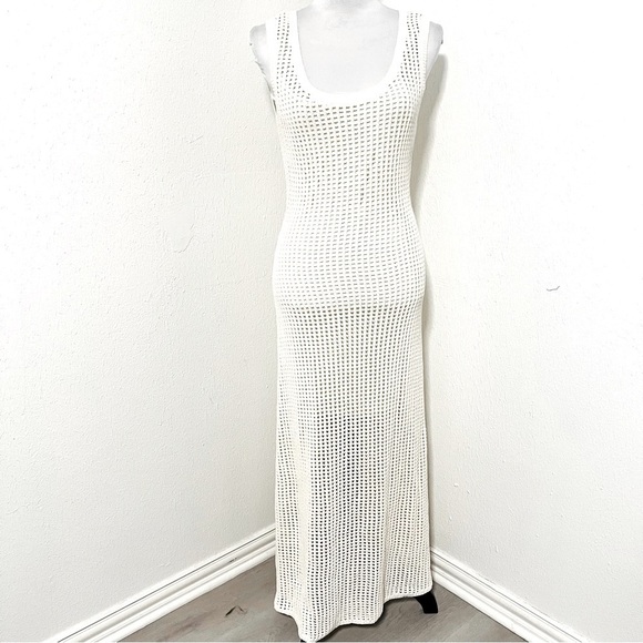 NWT A.L.C. Women’ XS Italian Yarn Sleeveless Ivory Maxi Dress Inner Dress Unique - Picture 1 of 13